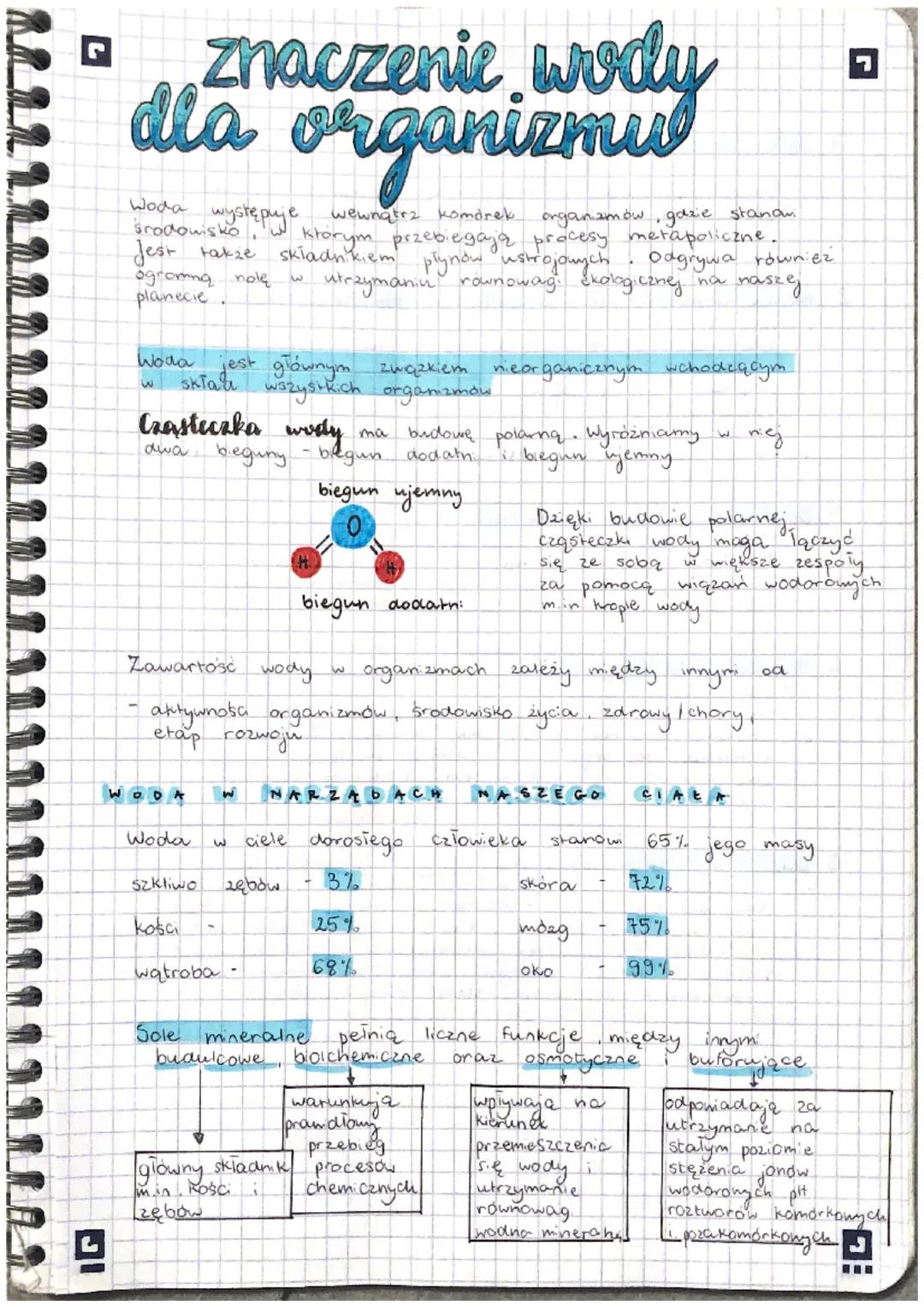 L
JI
znaczenie wody
dla organizmul
Woda występuje wewnątrz komórek organizmów, gdzie stanowi
Jest także składnikiem płynów ustrojowych
w kto