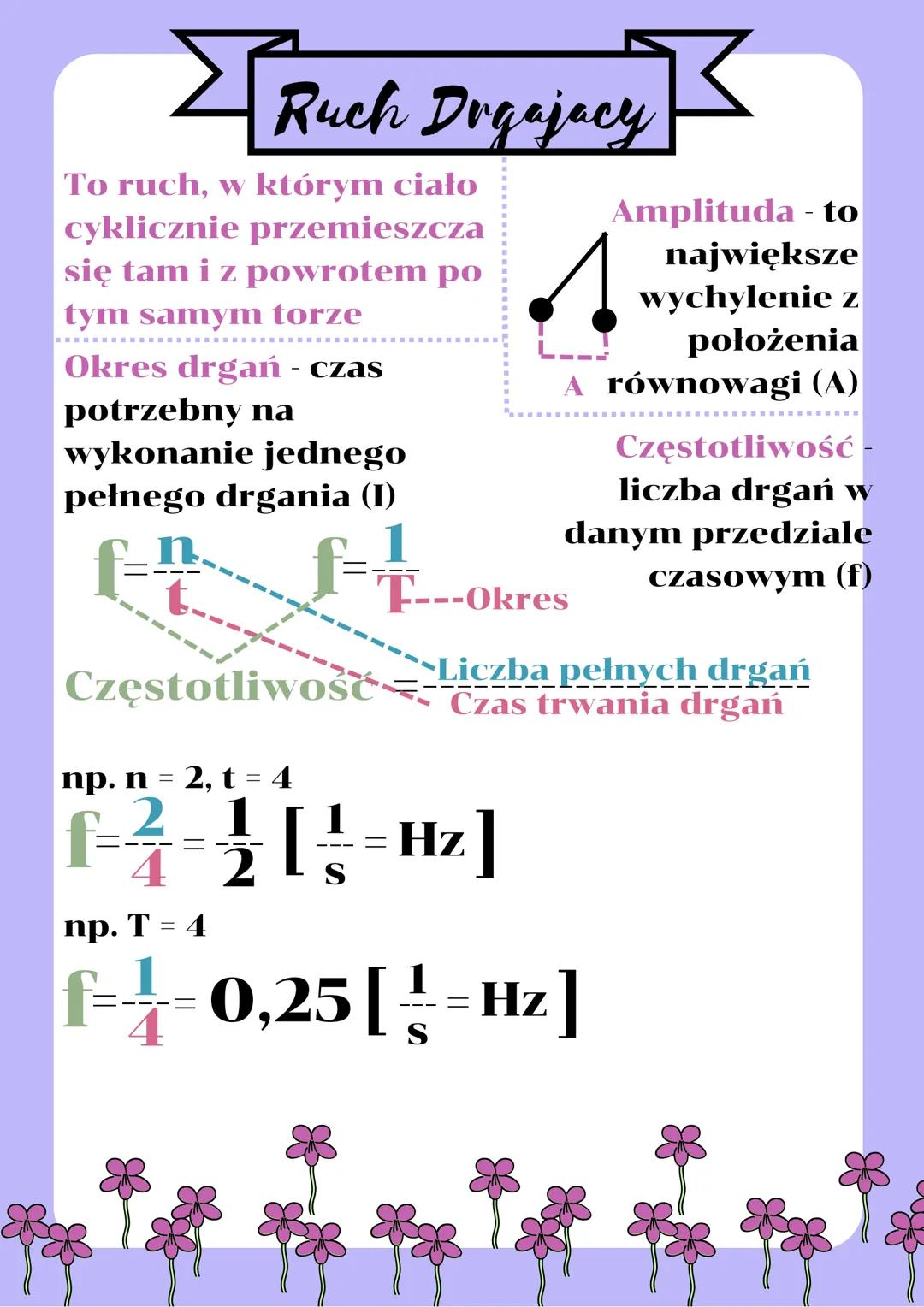 ΣRuch Dogajacy
To ruch, w którym ciało
cyklicznie przemieszcza
się tam i z powrotem po
tym samym torze
Okres drgań - czas
potrzebny na
wykon