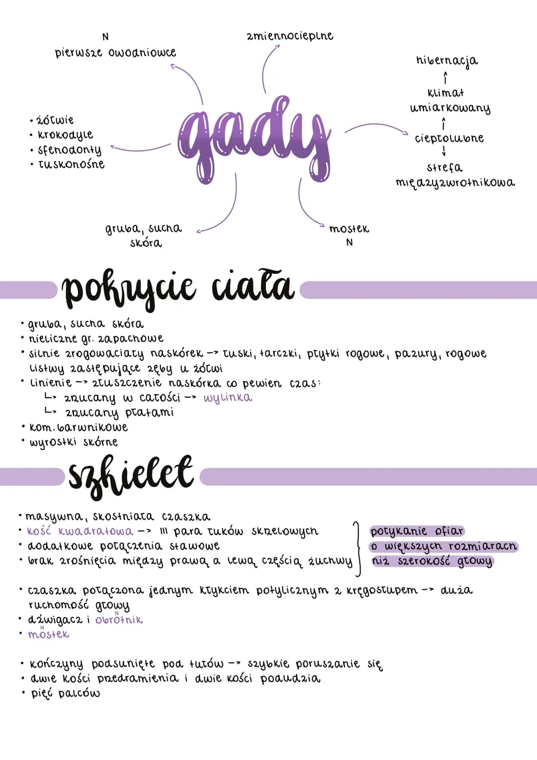 • żółwie
N
pierwsze owodniowce
●
krokodyle
·sfenodonty
tuskonośne
gruba, sucha
skóra
• gruba, sucha skóra
• nieliczne gr. zapachowe
2miennoc