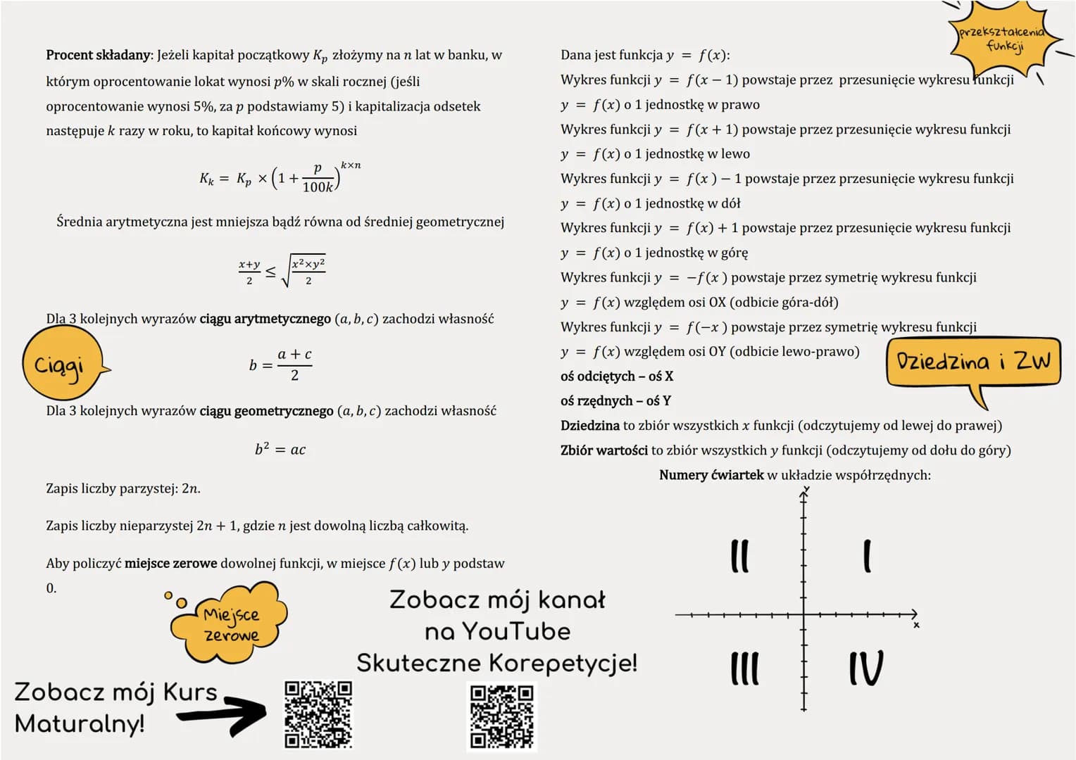 Kwadrat,
sześcian,
prostopadło-
ścian
Przekątna kwadratu d = a√2, gdzie a to bok kwadratu
Przekątna sześcianu d = a√3, gdzie a to krawędź sz