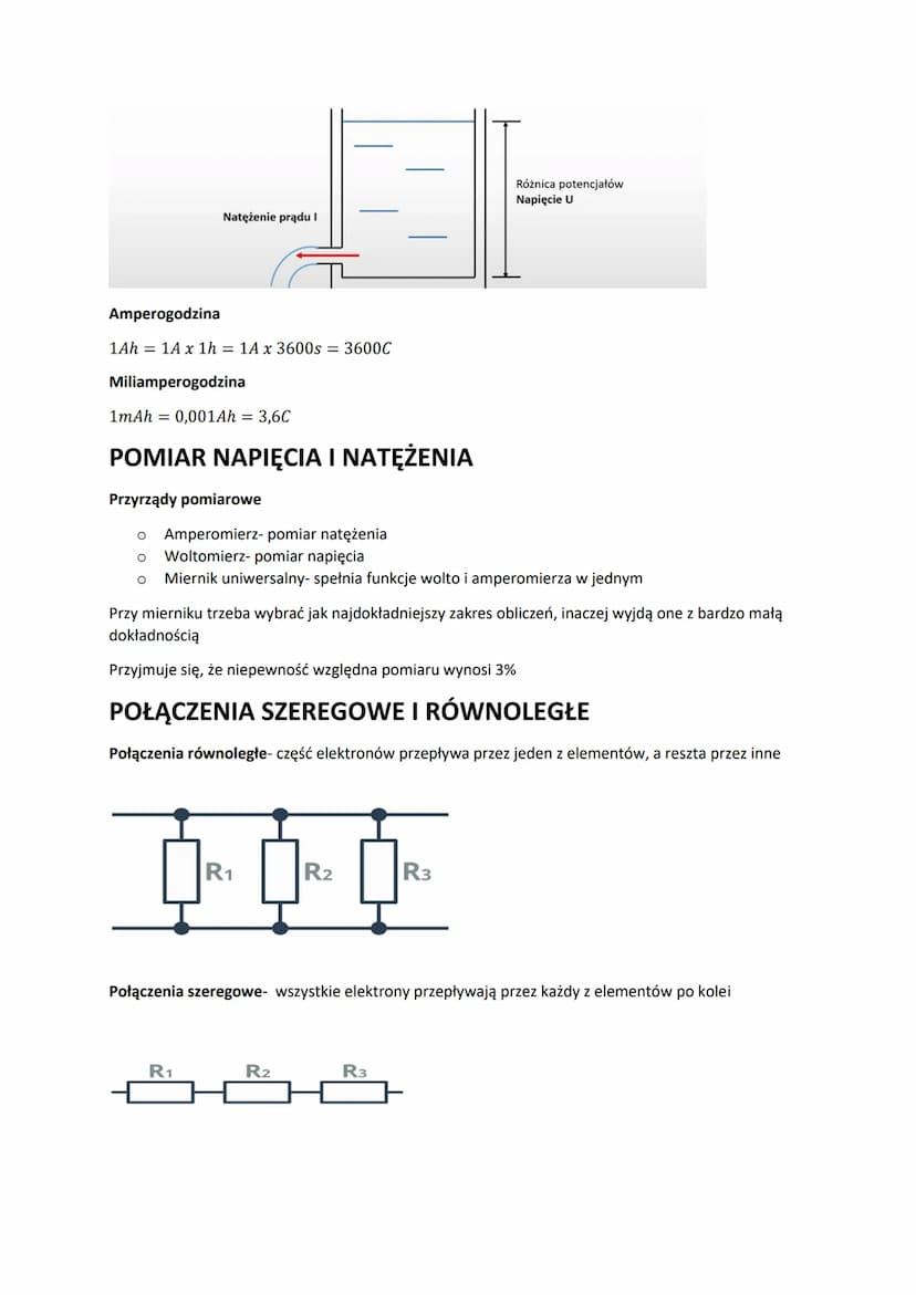 OBWODY ELEKTRYCZNE
Prąd elektryczny- uporządkowane przepływy ładunków (metale- przepływ elektronów, roztwory-
przepływ jonów, gazy- przepływ