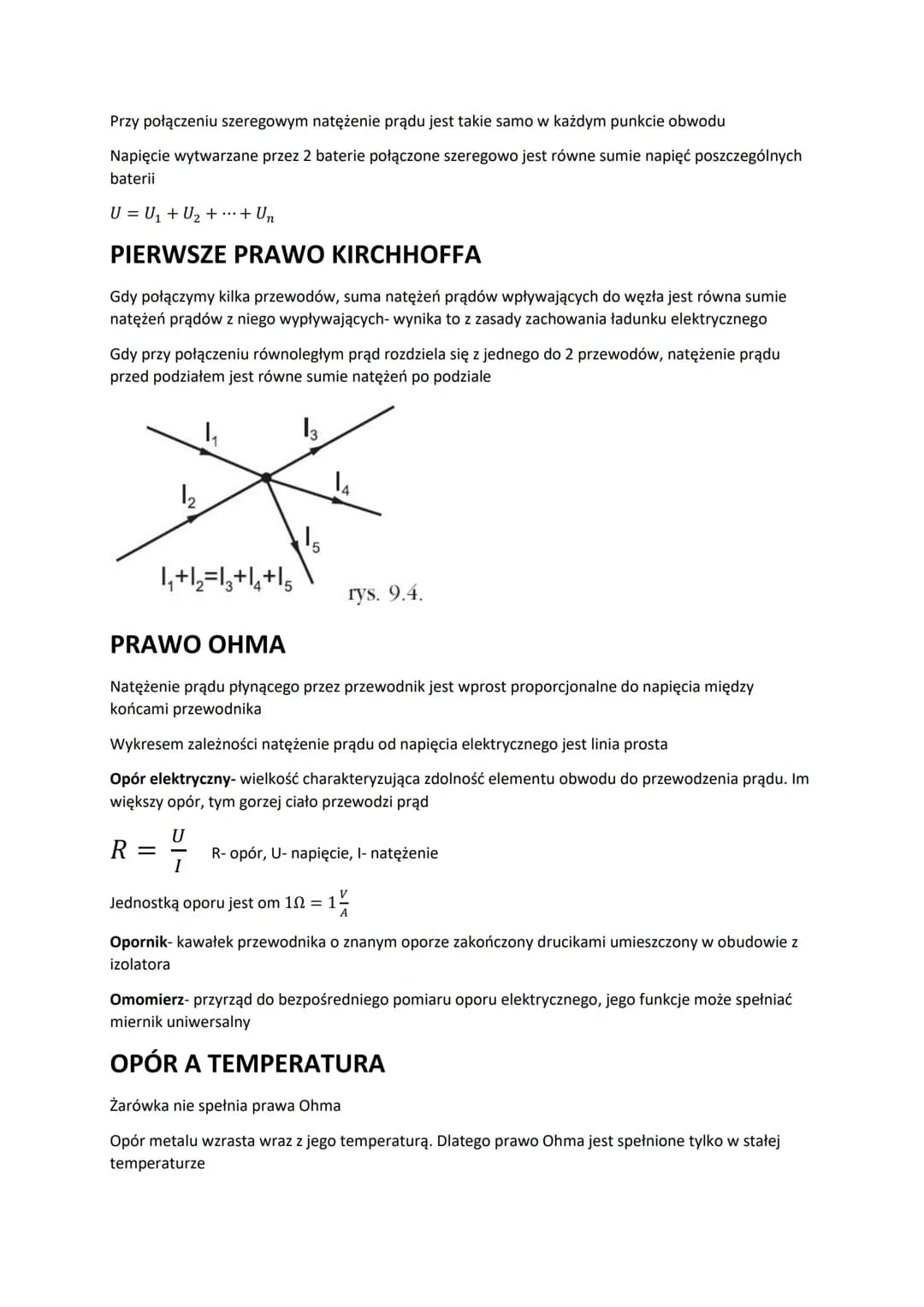 OBWODY ELEKTRYCZNE
Prąd elektryczny- uporządkowane przepływy ładunków (metale- przepływ elektronów, roztwory-
przepływ jonów, gazy- przepływ