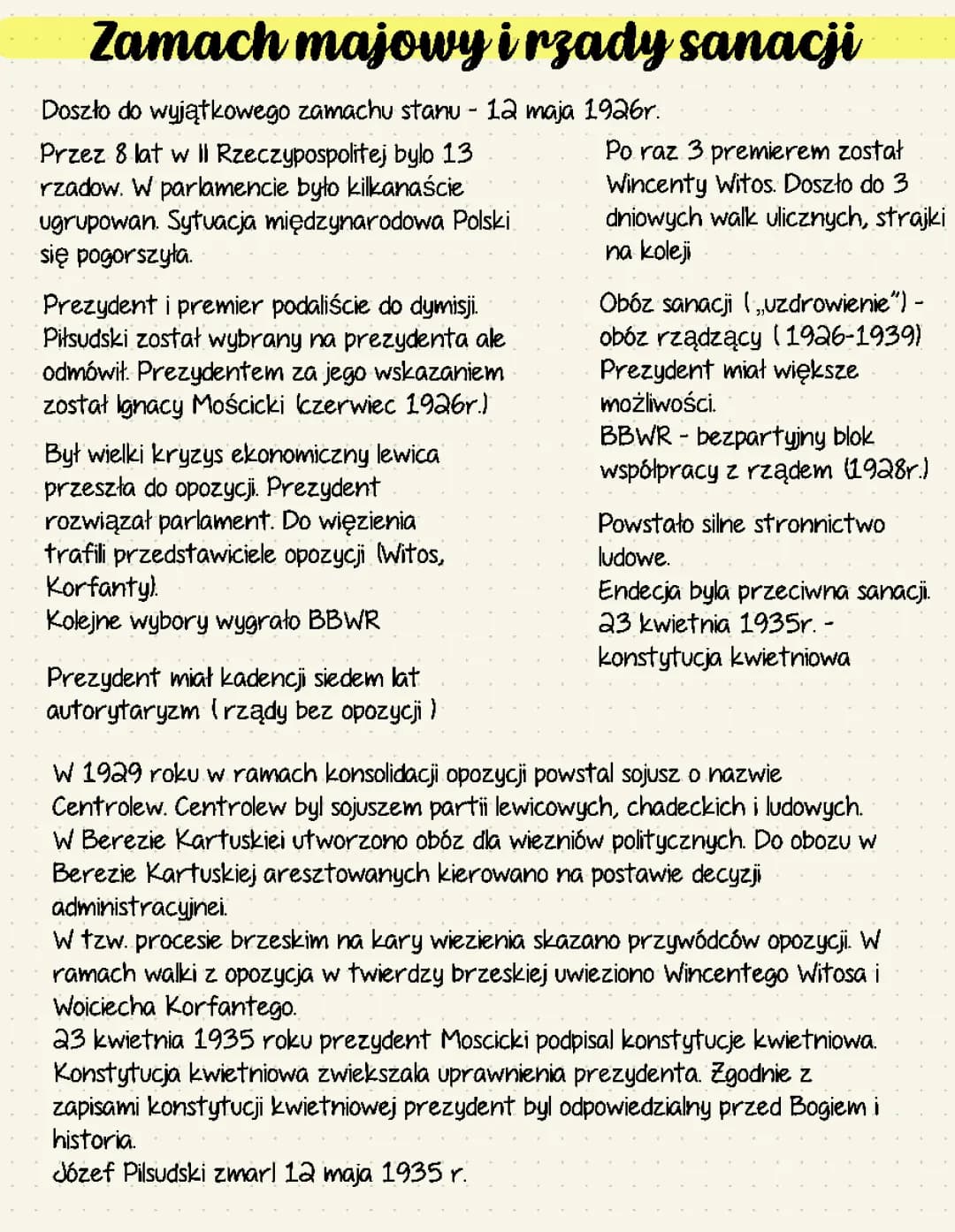 zamach majowy i rządy sanacji