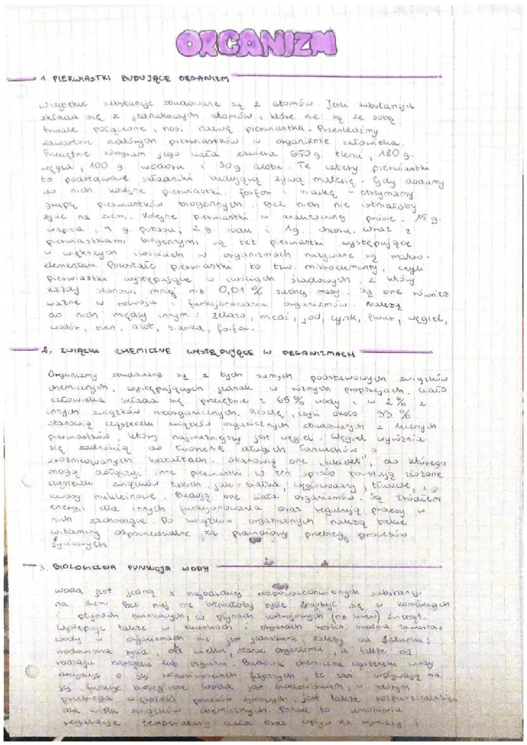 Biologia - Notatki o Organizmach dla Klasy 7 i 8