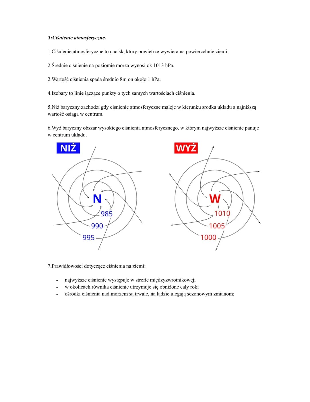 T: Temperatura powietrza.
1.Czynniki kształtujące temperaturę powietrza:
a) szerokość geograficzna - wraz z jej wzrostem wiązka promieni sło