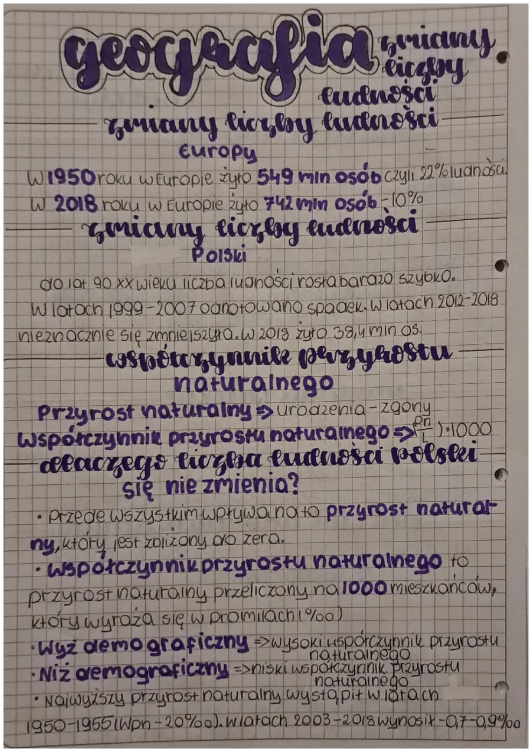 Europy
W1950 roku w Europie żyło 549 min osób czyli 22% ludnosu
W 2018 roku w Europie było 742 min Osob-10%
zmiany liczby endności
geografia