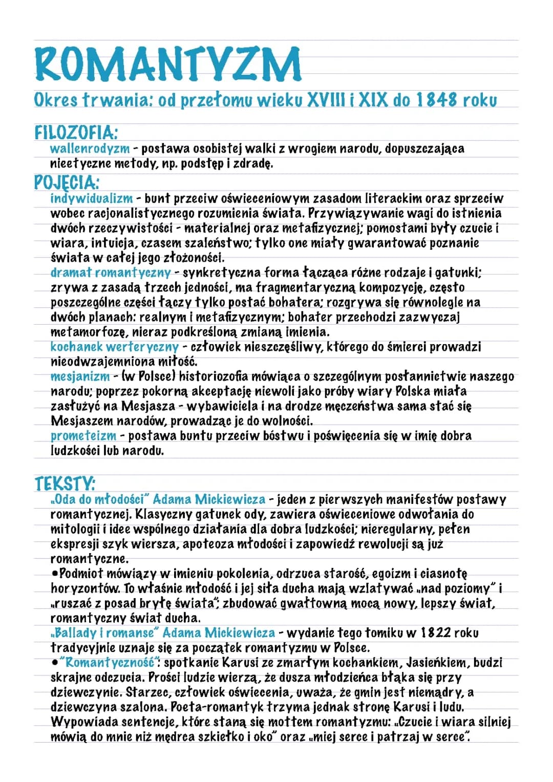 ROMANTYZM epoka literacka 