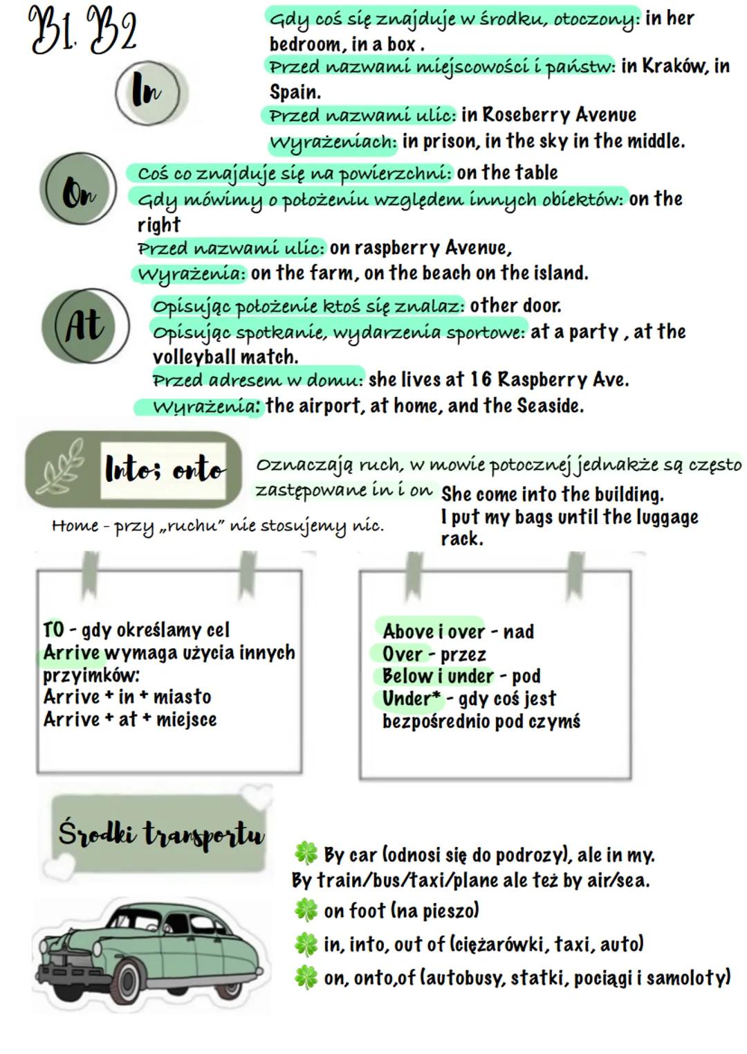 od brzyimki a
A1
TEA-REX
Przyimki miejsca
By/beside (przy)
On (na)
Behind (za)
above/over (nad)
In front of (przed)
In (w)
Between (pomiędzy