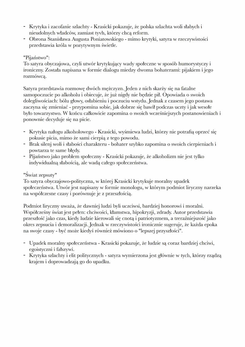 # Ignacy Krasicki, wybrane satyry

Geneza:
Satyry to drugi, obok bajek, nurt twórczości Ignacego Krasickiego, który zgodnie z duchem
epoki s