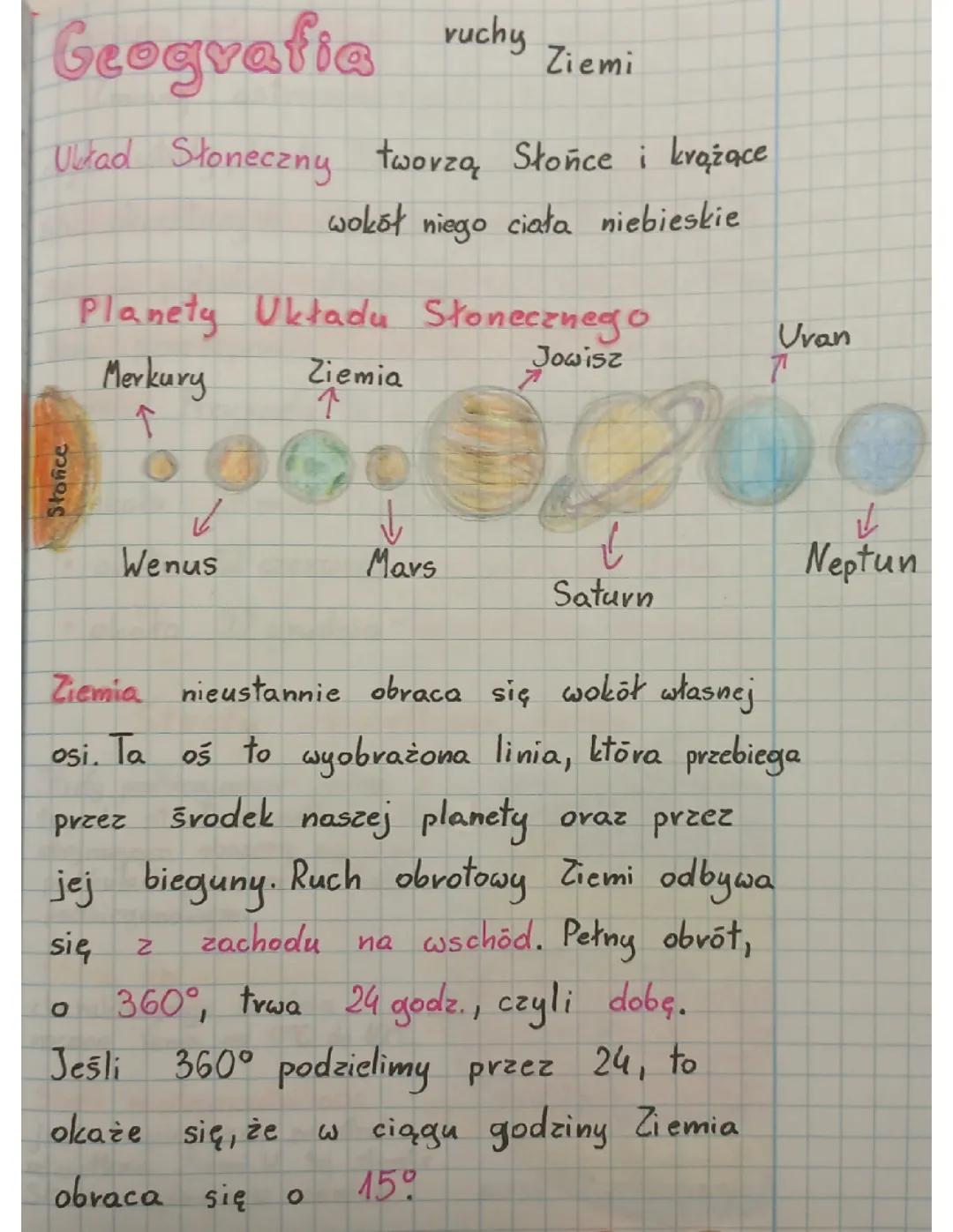 Geografia: Ruchy Ziemi - Klasa 6