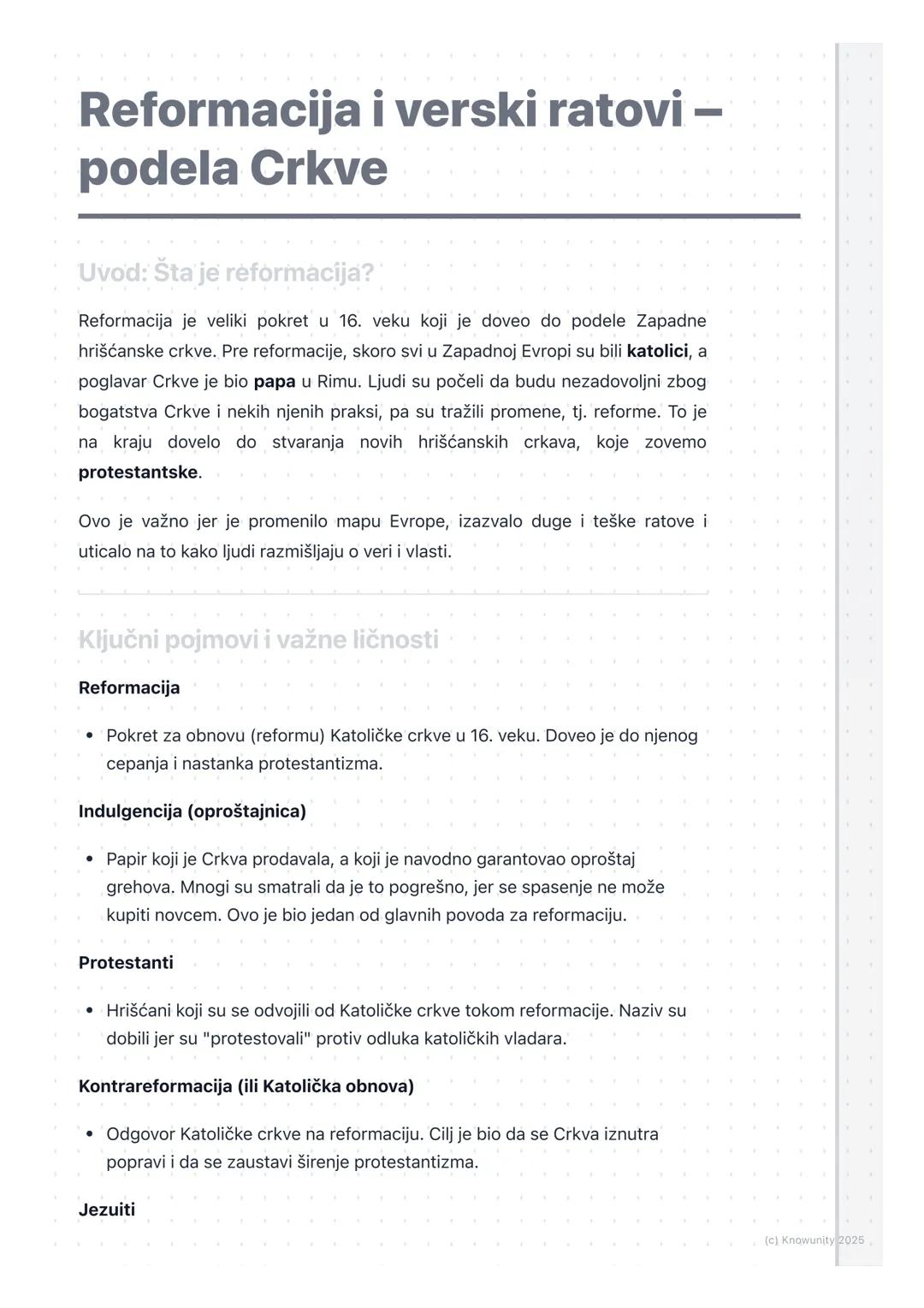 # Reformacija i verski ratovi -
podela Crkve

Uvod: Šta je réformacija?

Reformacija je veliki pokret u 16. veku koji je doveo do podele Zap