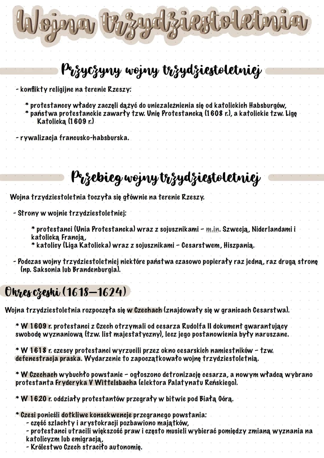 Wojna Urzydziestoletnia
Przyczyny wojny trzydziestoletniej
konflikty religijne na terenie Rzeszy:
*
* protestanccy władcy zaczęli dążyć do u