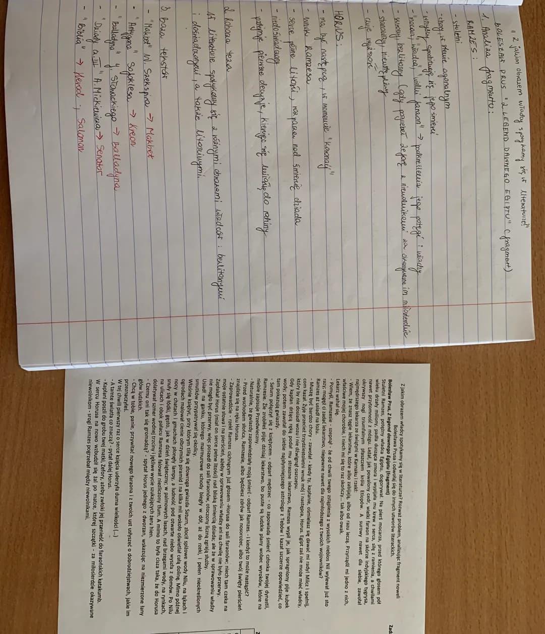 12 jakim obrazem władcy spotykamy
się i literaturze?"
BOLESTAR PRUS "2 LEGEND DAWNEGO EGIPTU" (fragment)
1. Analiza fragmento:
RAMZES:
- stu