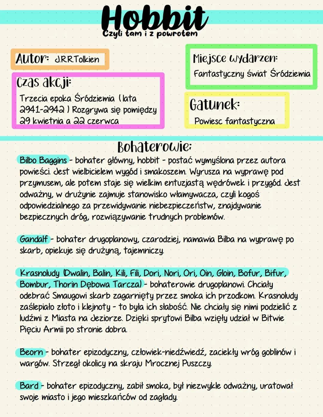 Czyli tam iz powrotem
Plemiona zamieszkujące świat powieści
- gobliny: istoty stworzone przez władcę ciemności, Saurona, złe,
przewrotne i o