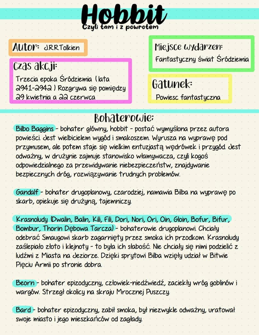 Czyli tam iz powrotem
Plemiona zamieszkujące świat powieści
- gobliny: istoty stworzone przez władcę ciemności, Saurona, złe,
przewrotne i o