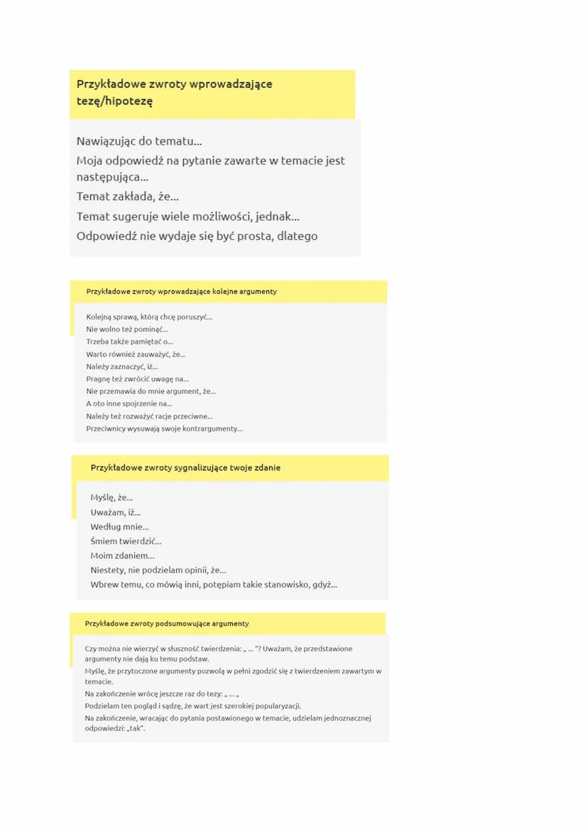Rozprawkę warto zacząć od jednego z poniższych zwrotów:
Warto się zastanowić nad tym, czy...
Czy prawdą jest, że...
Zamierzam skupić się na.