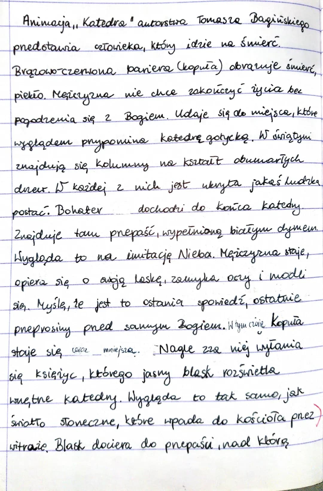 Opis Katedry z filmu Katedra Tomasza Bagińskiego - Interpretacja