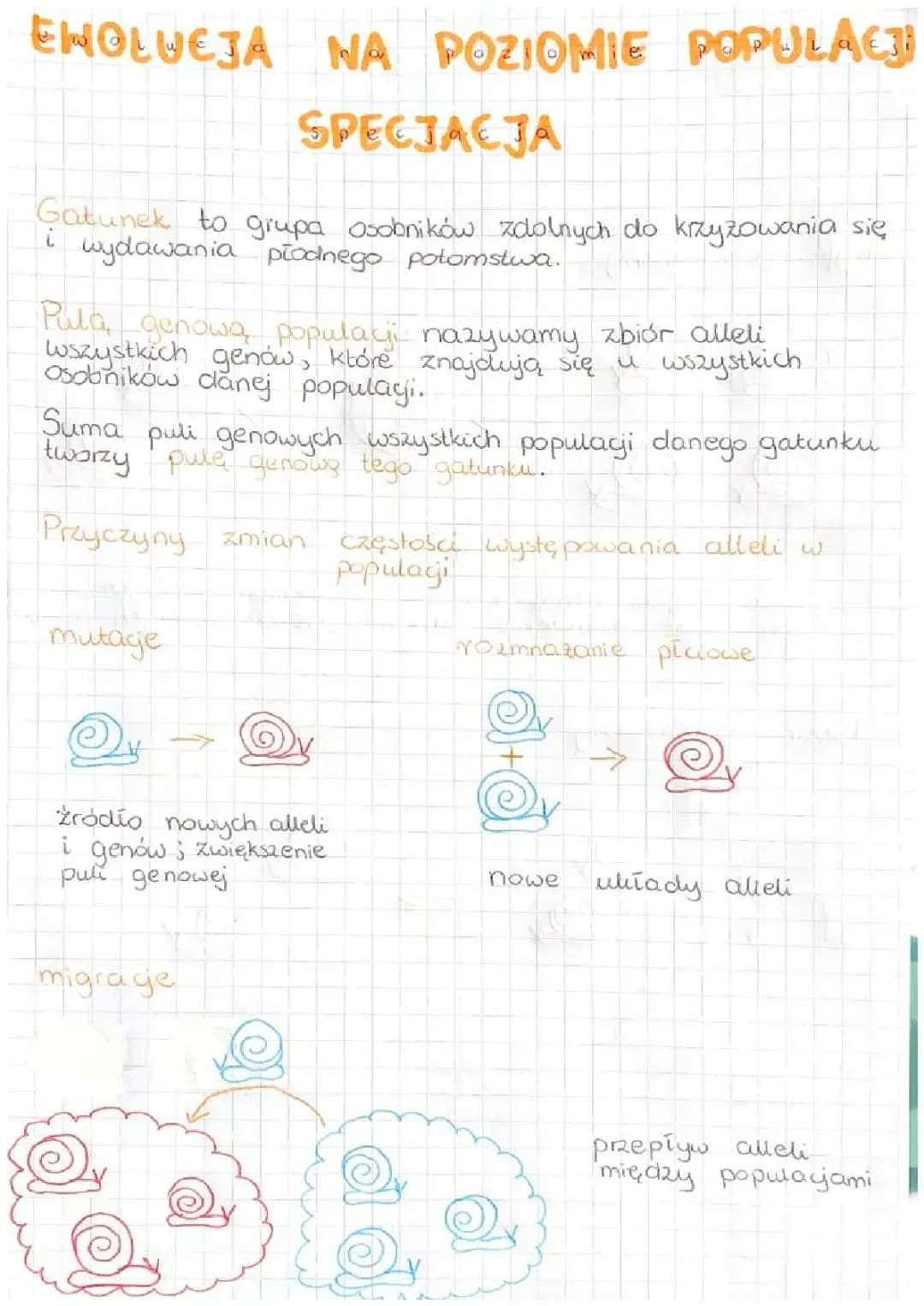 Ewolucja na poziomie populacji. Specjacja.