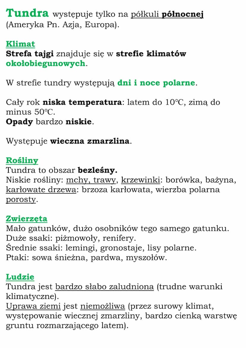 Krajobrazy tajgi i tundry
Tajga występuje tylko na półkuli północnej (Ameryka
Pn. Azja, Europa).
Klimat
Strefa tajgi znajduje się w strefie 