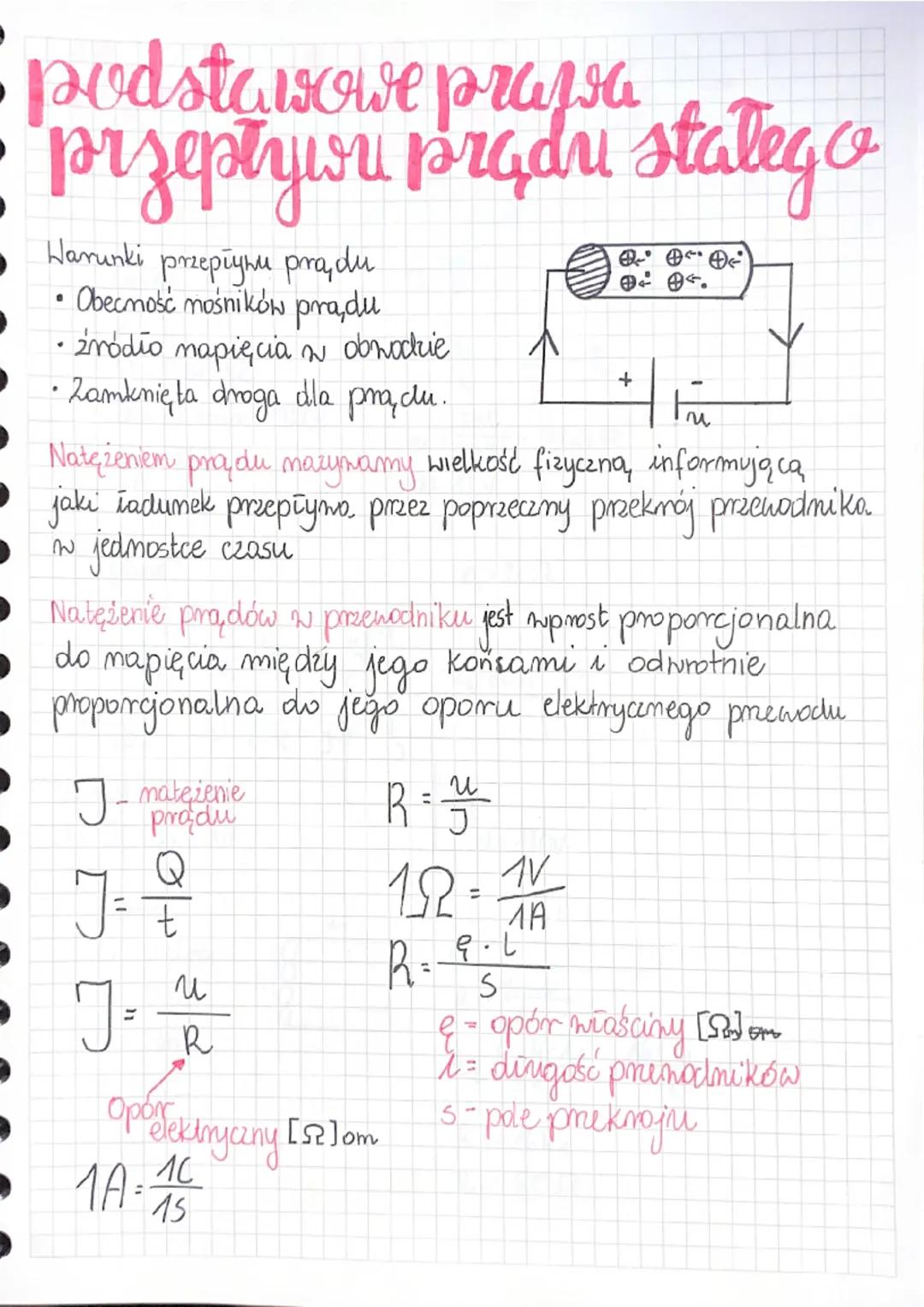 # podstawowe prapoa
przepływu prądu stałego

*   Harunki przepiynu prądu
*   Obecność nośników pradu
*   źródło napięcia w obnarie
*   Zamkn