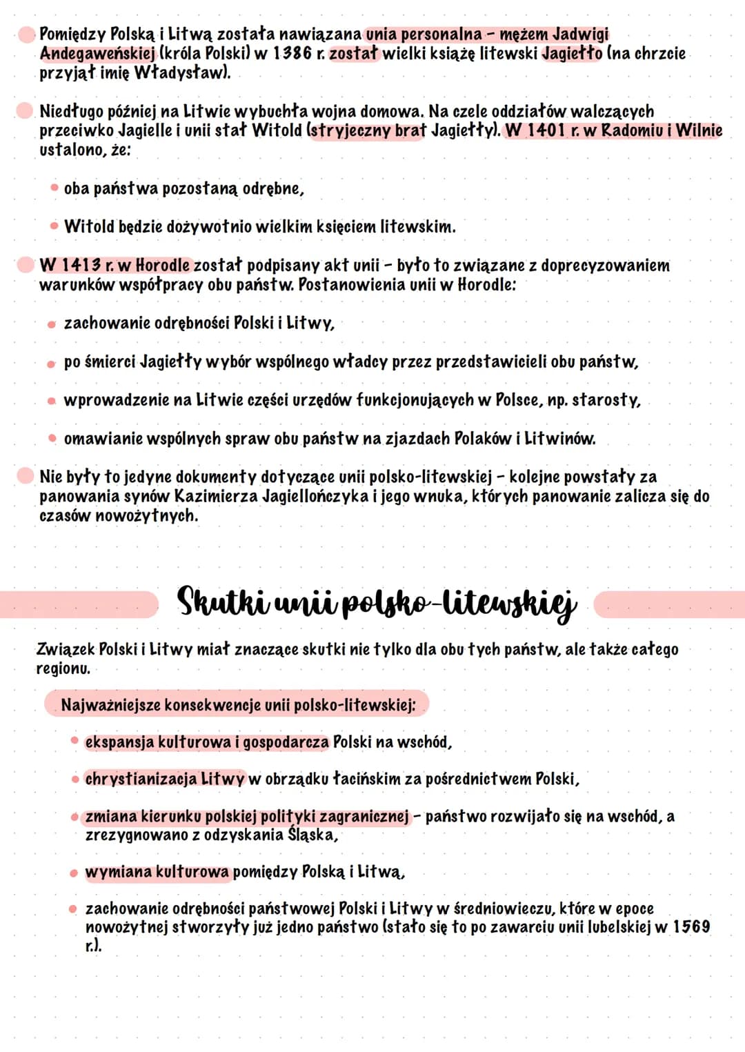 Unia polsko-litewska
wśredniowieczu
Przyczyny zawarcia unii polsko-litewskiej
Zarówno Polska, jak i Litwa miały powody do zawarcia unii.
Prz