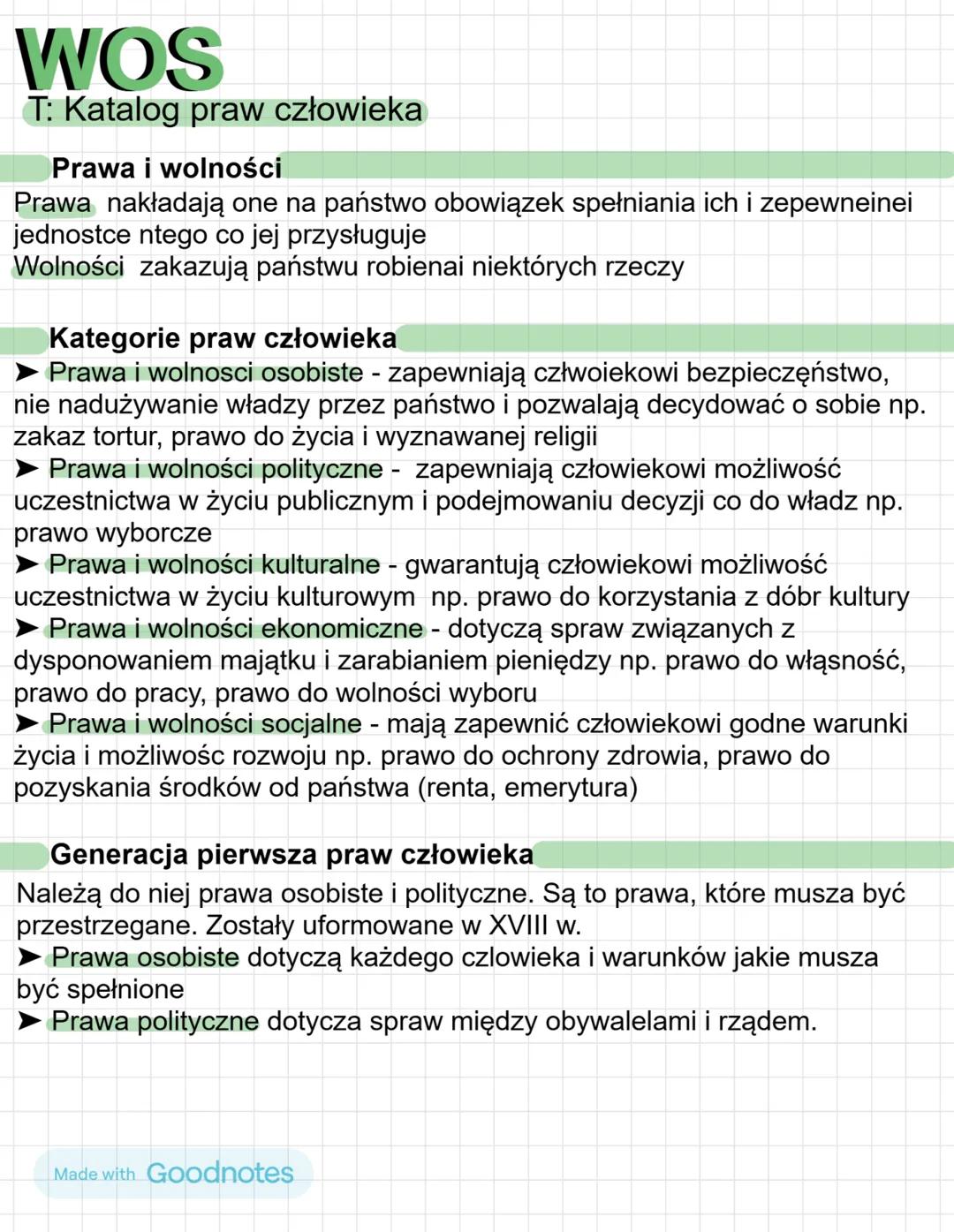 Katalog praw człowieka - wos klasa 8