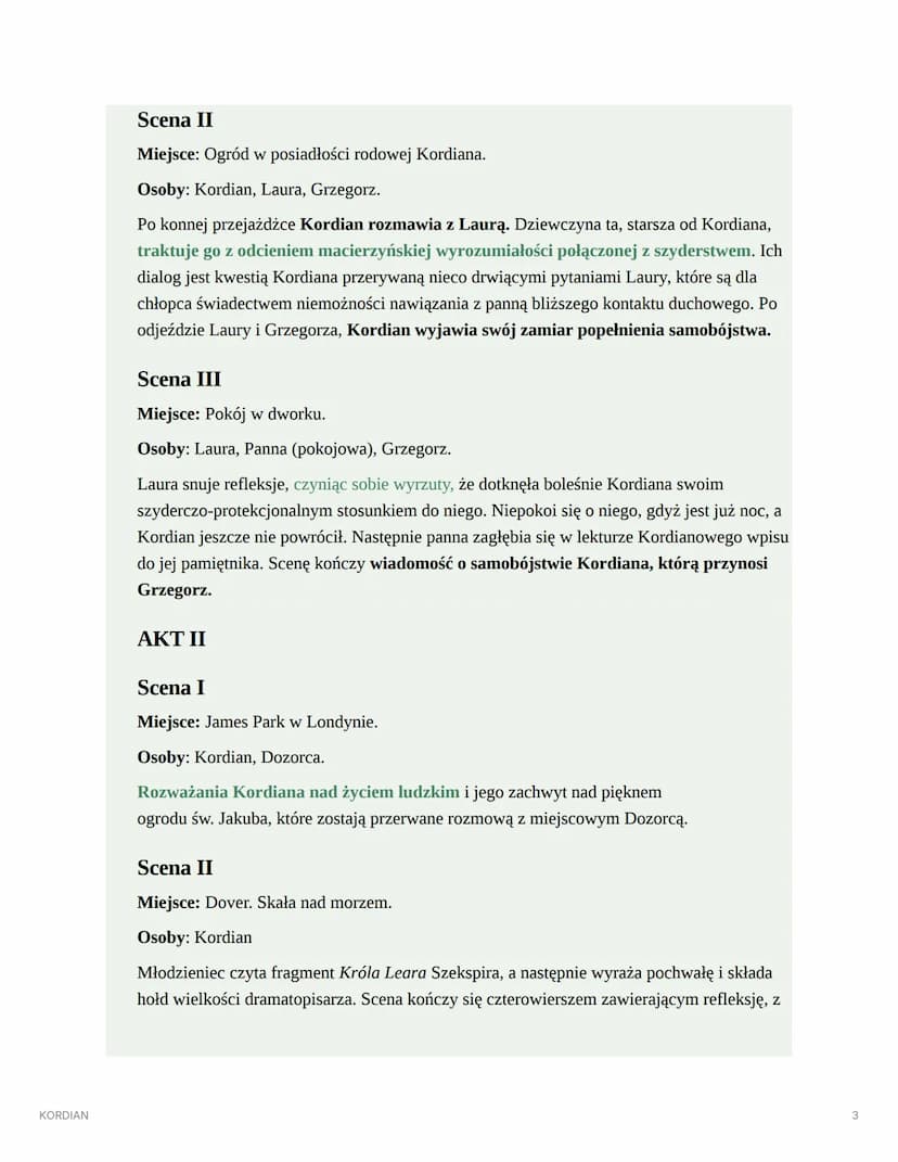 KORDIAN
KORDIAN
AUTOR: JULIUSZ SŁOWACKI
▼ STRESZCZENIE
Przygotowanie. Roku 1799 dnia 31 grudnia w nocy
Miejsce: "Chata sławnego niegdyś czar