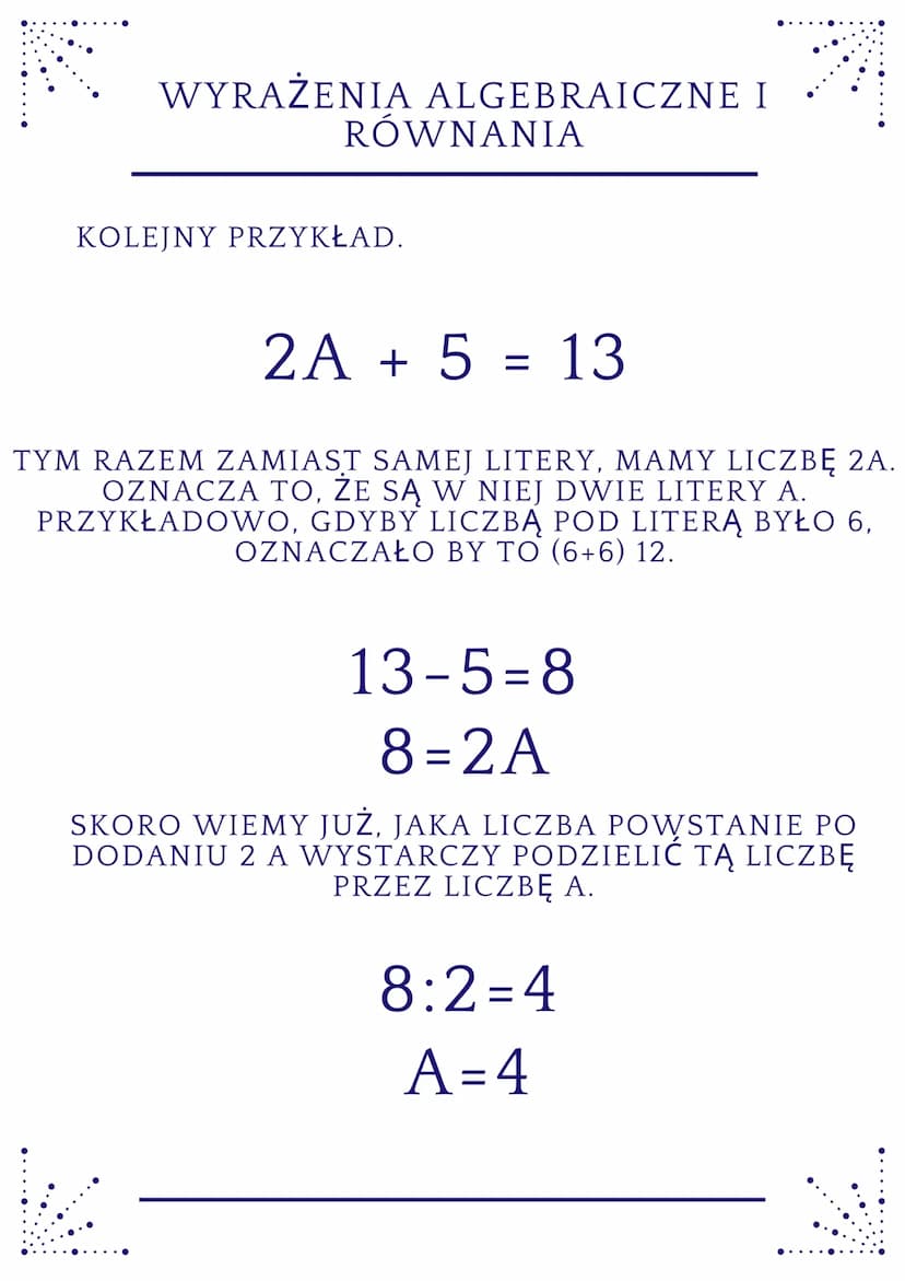 WYRAŻENIA ALGEBRAICZNE I
RÓWNANIA
SUMA LICZB X I Y
X+Y
JAK OBLICZYĆ WARTOŚĆ WYRAŻENIA
ALGEBRAICZNEGO? POD LITERAMI SĄ LICZBY,
KTÓRE NALEŻY P