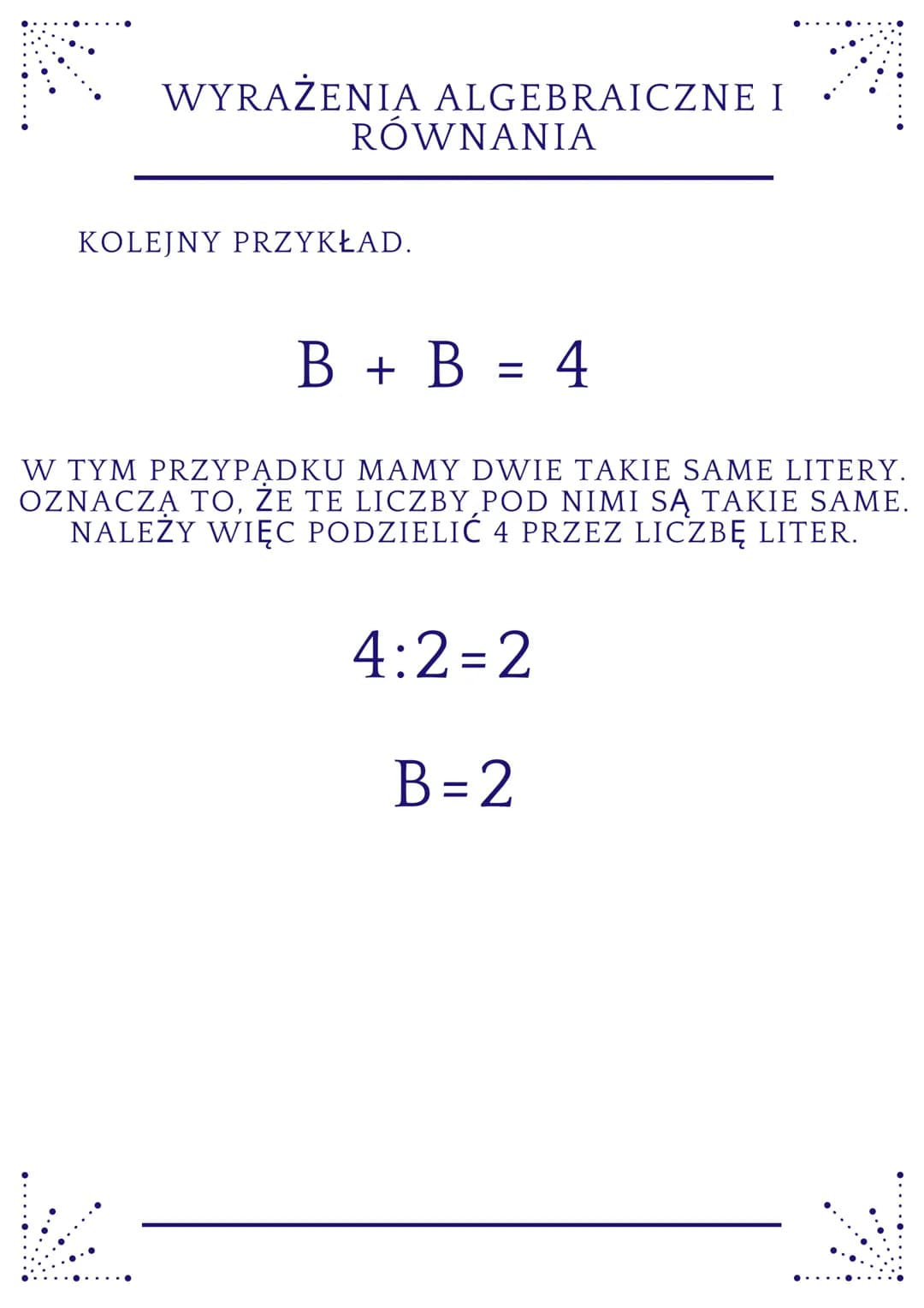 WYRAŻENIA ALGEBRAICZNE I
RÓWNANIA
SUMA LICZB X I Y
X+Y
JAK OBLICZYĆ WARTOŚĆ WYRAŻENIA
ALGEBRAICZNEGO? POD LITERAMI SĄ LICZBY,
KTÓRE NALEŻY P