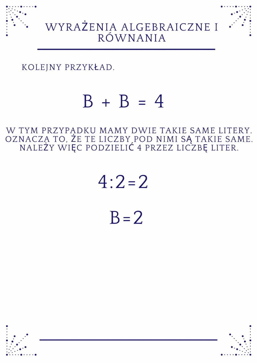 WYRAŻENIA ALGEBRAICZNE I
RÓWNANIA
SUMA LICZB X I Y
X+Y
JAK OBLICZYĆ WARTOŚĆ WYRAŻENIA
ALGEBRAICZNEGO? POD LITERAMI SĄ LICZBY,
KTÓRE NALEŻY P