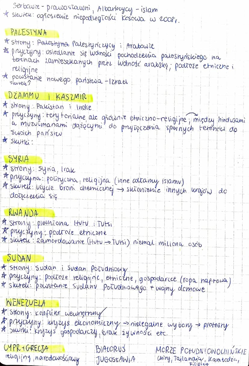 temat 4
PRZYCZYNY KONFLIKTÓW
- ekonomiczne - sprzeczne interesy / Kryzysy gospodarcze
- etniczne - grownie związane z dążeniami niepodległoś