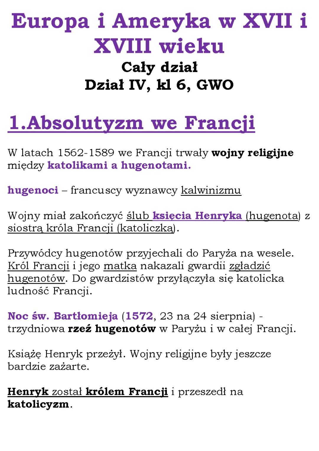 Absolutyzm we Francji i Monarchia Parlamentarna w Anglii - Krótka Notatka dla Klasy 6