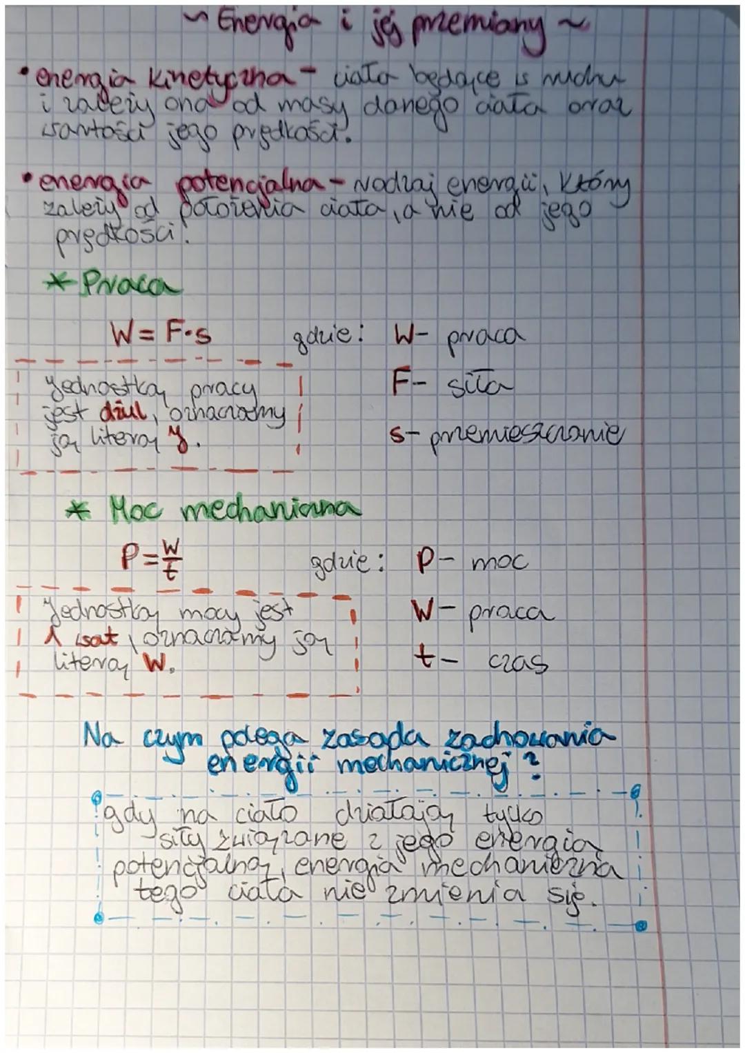 i
•Energia jej przemiany
energia kinetyczna - ciała będące is mucher
i ravery ona od masy danego data ovar
wantosa jego prędkośc.
energia po