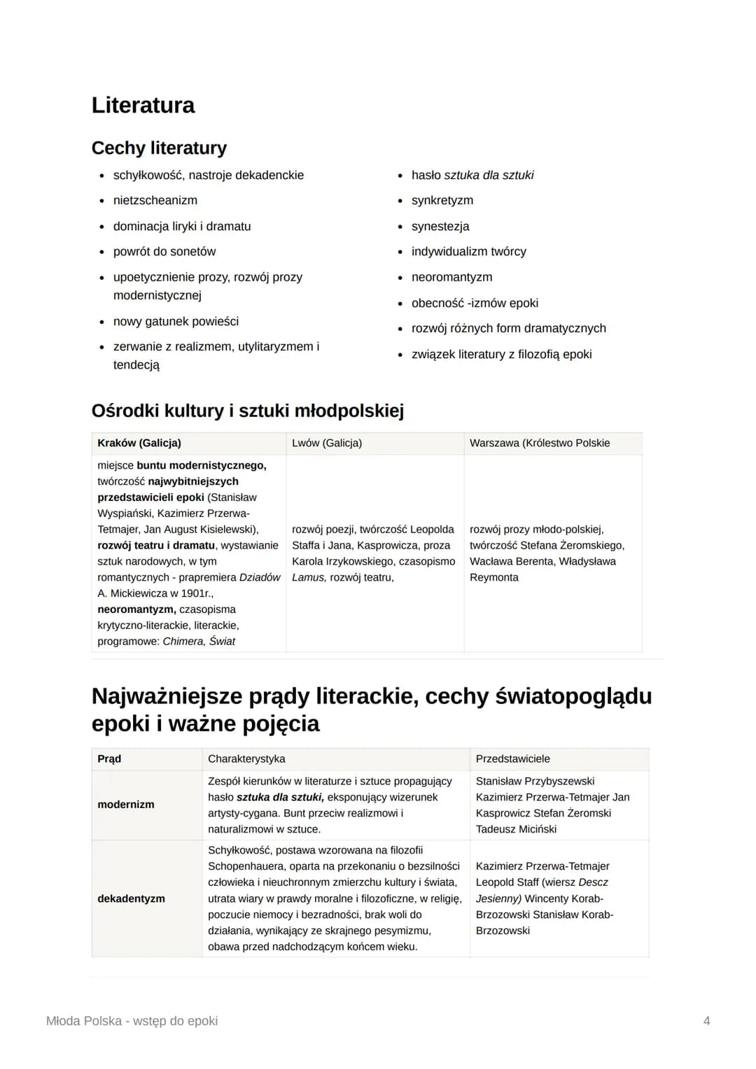 Młoda Polska - wstęp do epoki
O epoce
Nazwa
Nazwa Młoda Polska została utworzona na wzór określeń epoki wysstępujących w krajach europejskic