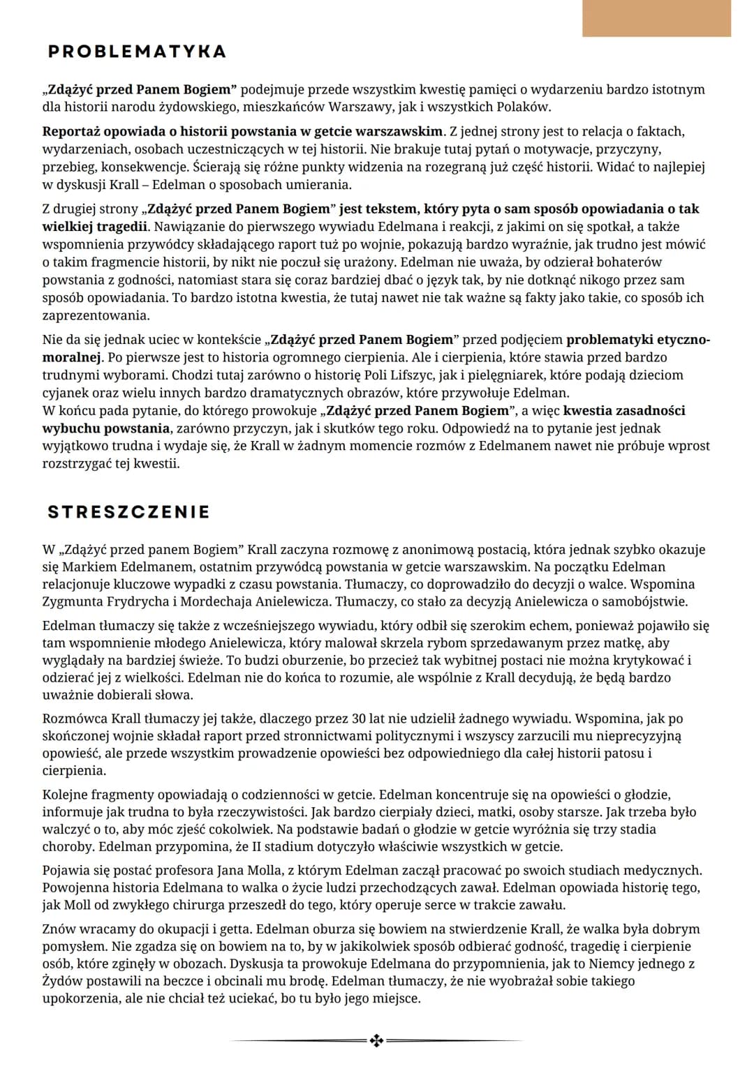 ZDĄŻYĆ PRZED PANEM BOGIEM
Hanna Krall
Gatunek: reportaż
Epoka: współczesność
REPORTAŻ
,,Zdążyć przed Panem Bogiem" bardzo trudno jednoznaczn