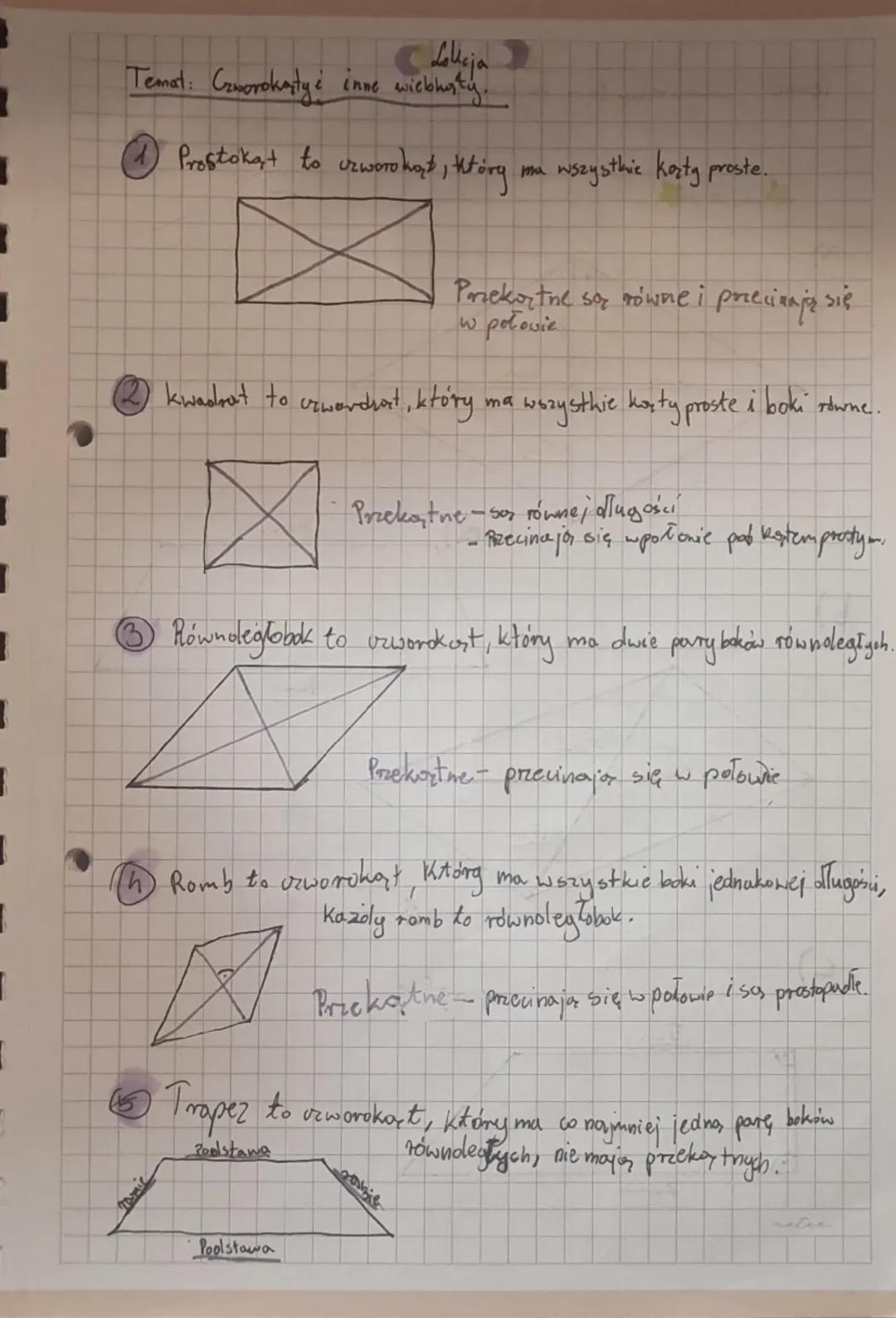 Lelkeja
Temat: Czworokątyć inne wiebhosty.

(1) Prostokąt to urworokąt, ktory ma wszystkie korty proste.

Prekortne są równe i priecinnjoy s