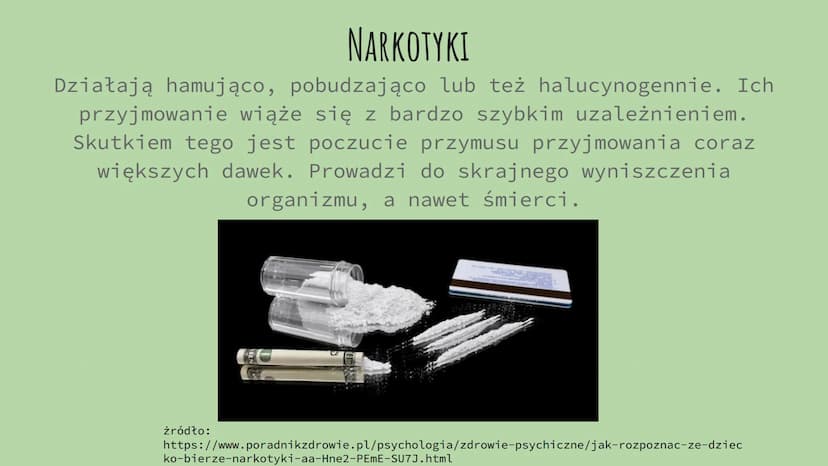 WPŁYW SUBSTANCJI
PSYCHOAKTYWNYCH NA ORGANIZM
CZŁOWIEKA
Aleksandra Gurgacz CZYM SĄ SUBSTANCJE PSYCHOAKTYWNE?
Są to związki chemiczne, które
w
