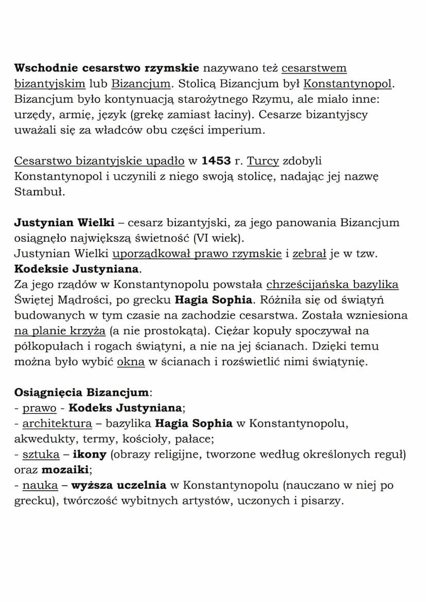 O
MZ_LEARNING KNOW
Cesarstwo bizantyjskie
Bizancjum
Klasa 5, Historia, GWO
starożytne miasto leżące u brzegów cieśniny Bosfor,
która oddziel