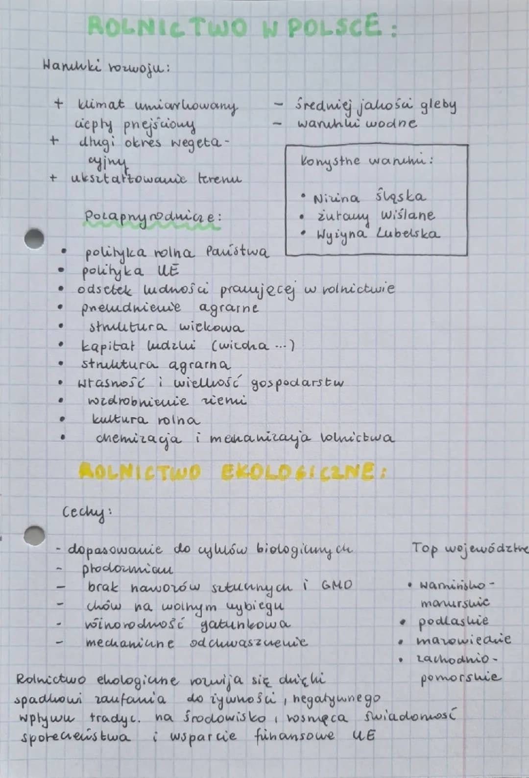 Gospodarka Polski - sprawdzian klasa 7 i 3 liceum: rolnictwo, przemysł, turystyka