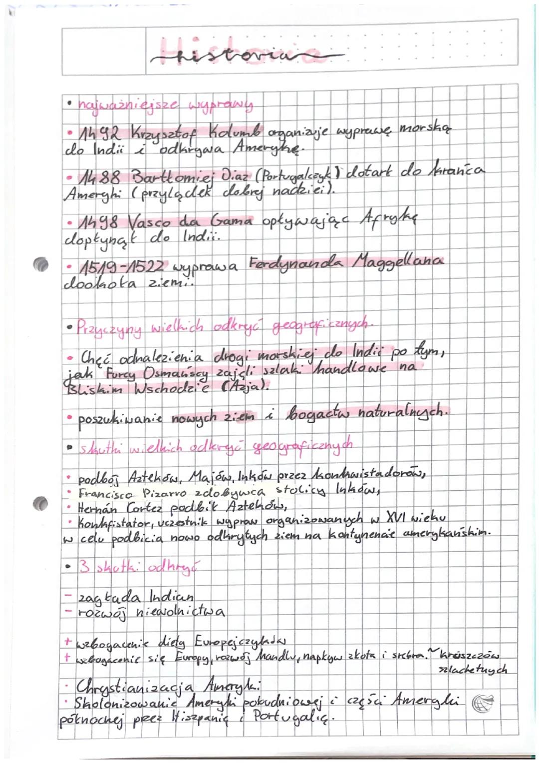 najważniejsze wyprawy
14.92 Krzysztof Kolumb organizuje wyprawę morską
do Indii i odkrywa Ameryke.
• 1488 Bartłomiej Diaz (Portugalczyk) dot