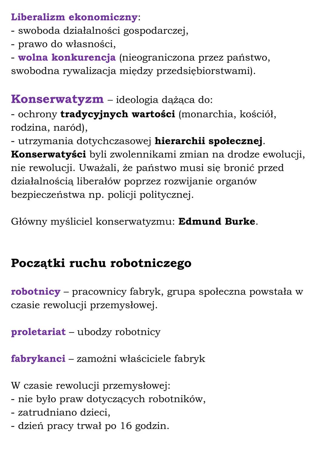 Nowe idee polityczne
Ideologie społeczno-polityczne w XIX w.:
- liberalizm,
- konserwatyzm,
- socjalizm,
- komunizm.
Czynniki, które prowadz