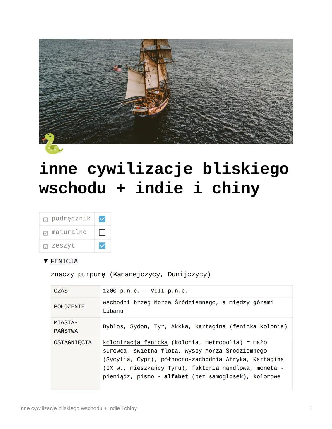 inne cywilizacje bliskiego
wschodu + indie i chiny
podręcznik
maturalne
Ⓒzeszyt
▼ FENICJA
znaczy purpurę (Kananejczycy, Dunijczycy)
CZAS
POŁ