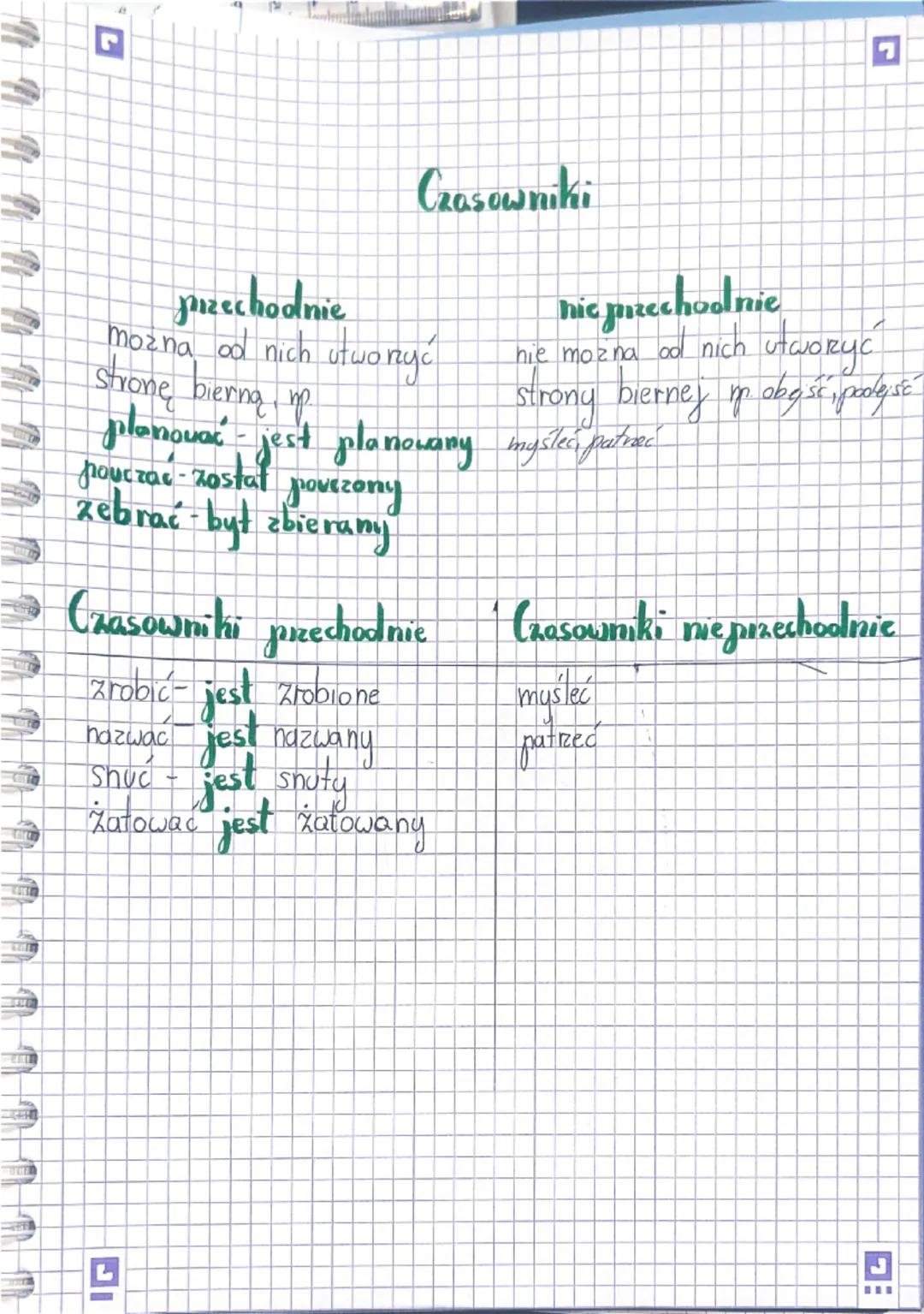 L
r
przechodnie
Czasowniki
można od nich utworzyć
stronę bierną np.
nic przechool nie
nie można od nich utwory c
strony biernej i obg sc, po