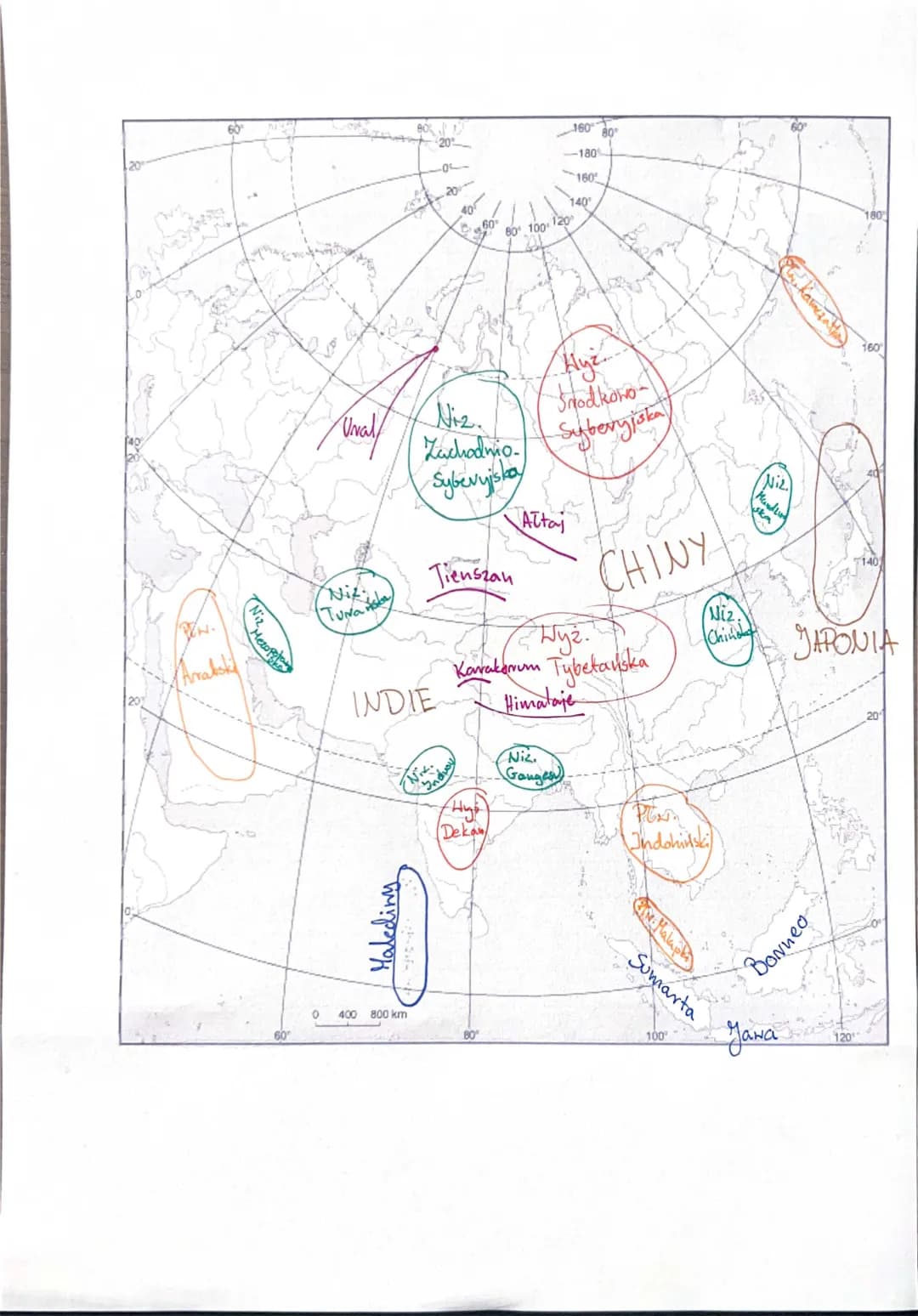 Mapa Fizyczna Azji: Góry, Wyżyny i Niziny