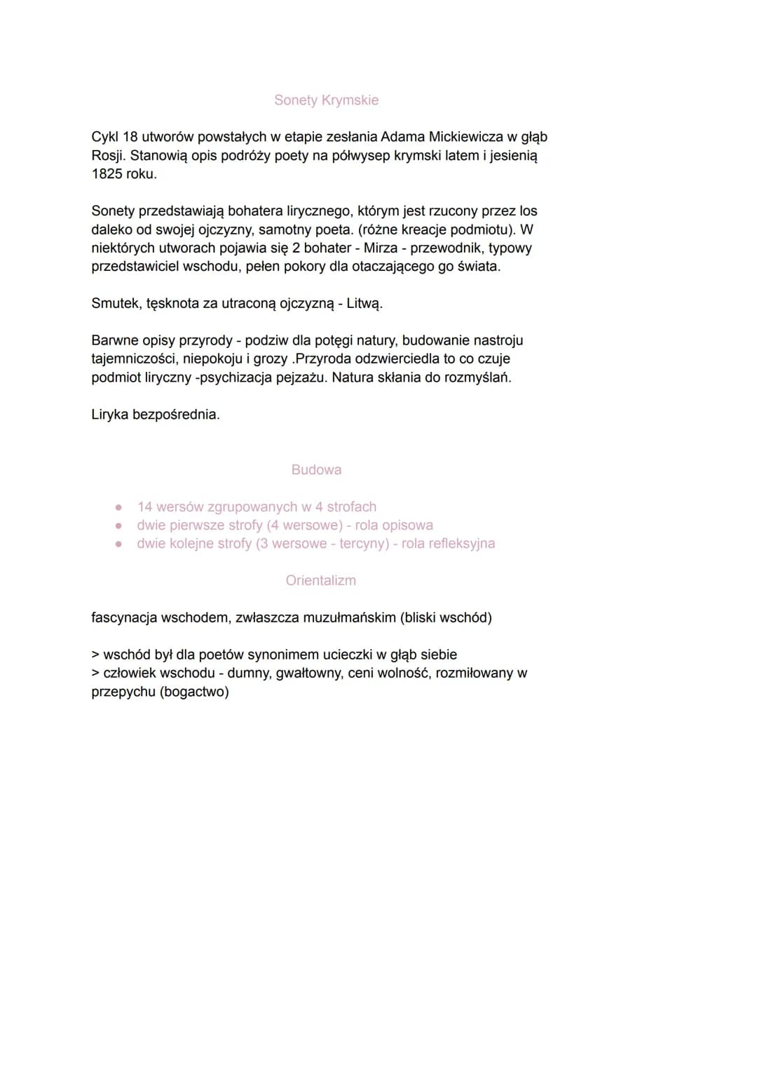 
<p>Cykl 18 utworów powstałych w etapie zesłania Adama Mickiewicza w głąb Rosji. Stanowią opis podróży poety na półwysep krymski latem i jes
