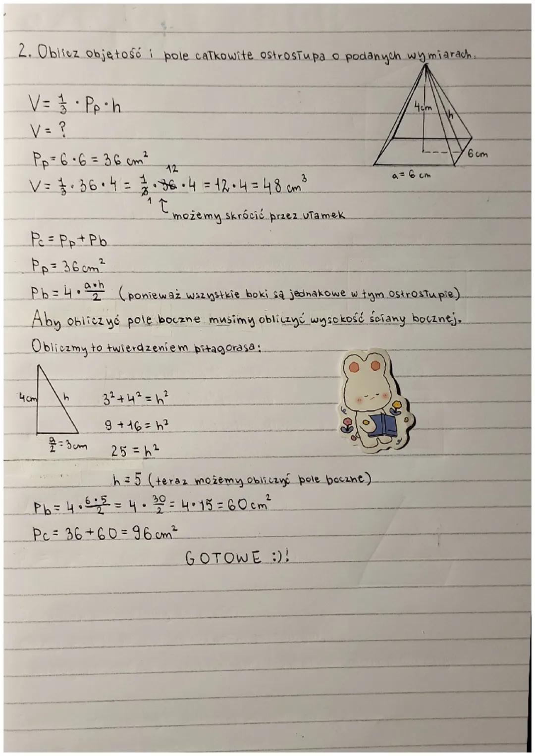 # Bryty

- wysokość
$V = P_p \cdot h$ (wzór na objętość graniastosłupa)

↑
- pole podstawy
objętość

↑
- Pole całkowite
$P_c = 2P_p + P_b$ (
