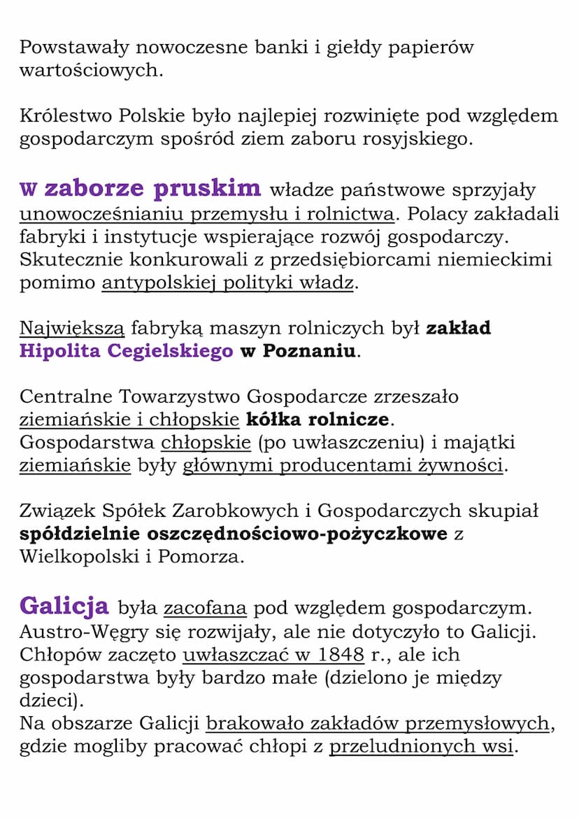 
<h2 id="rozwjgospodarczyziempolskich">Rozwój gospodarczy ziem polskich</h2>
<p>Rozwój gospodarczy ziem polskich przebiegał w różnym tempie 