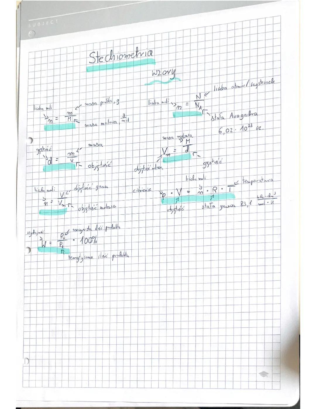 Stechiometria Chemia: Wzory i Objaśnienia