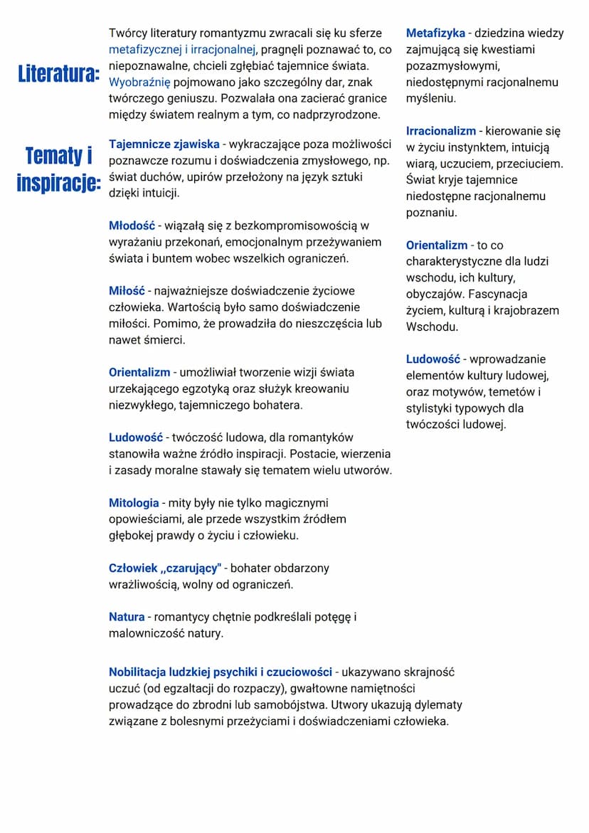Nazwa:
Chronologia:
Filozofia:
Romantyzm
O epoce:
Nazwa ,,Romantyzm" wywodzi się od słowa ,,romantyczny", które pojawiło się w
Anglii na opi