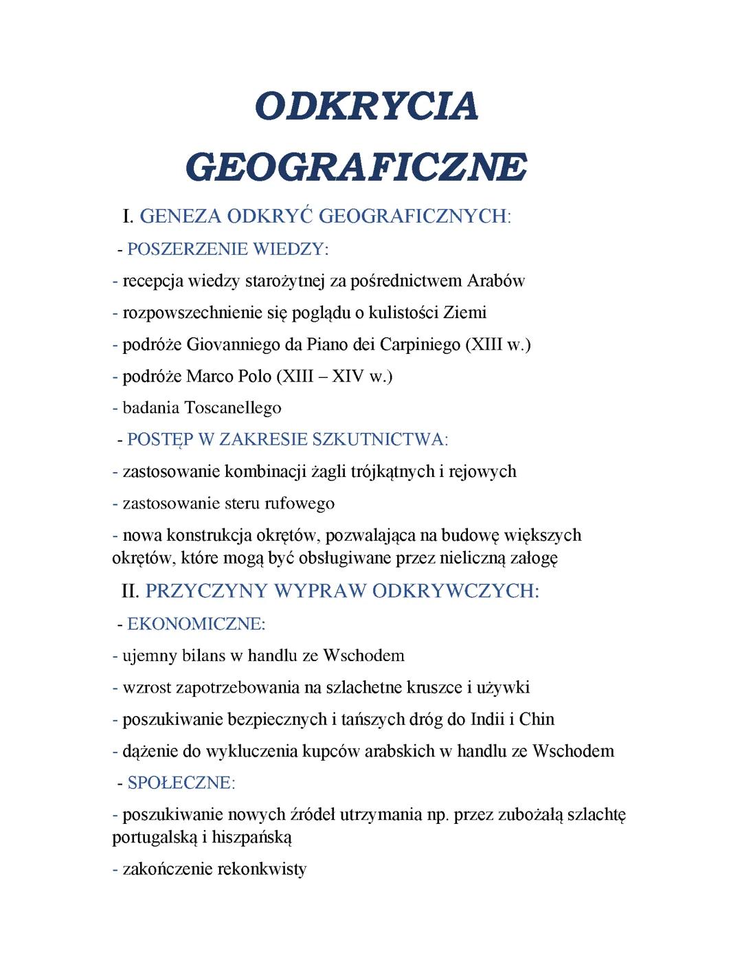 WIELKIE ODKRYCIA GEOGRAFICZNE